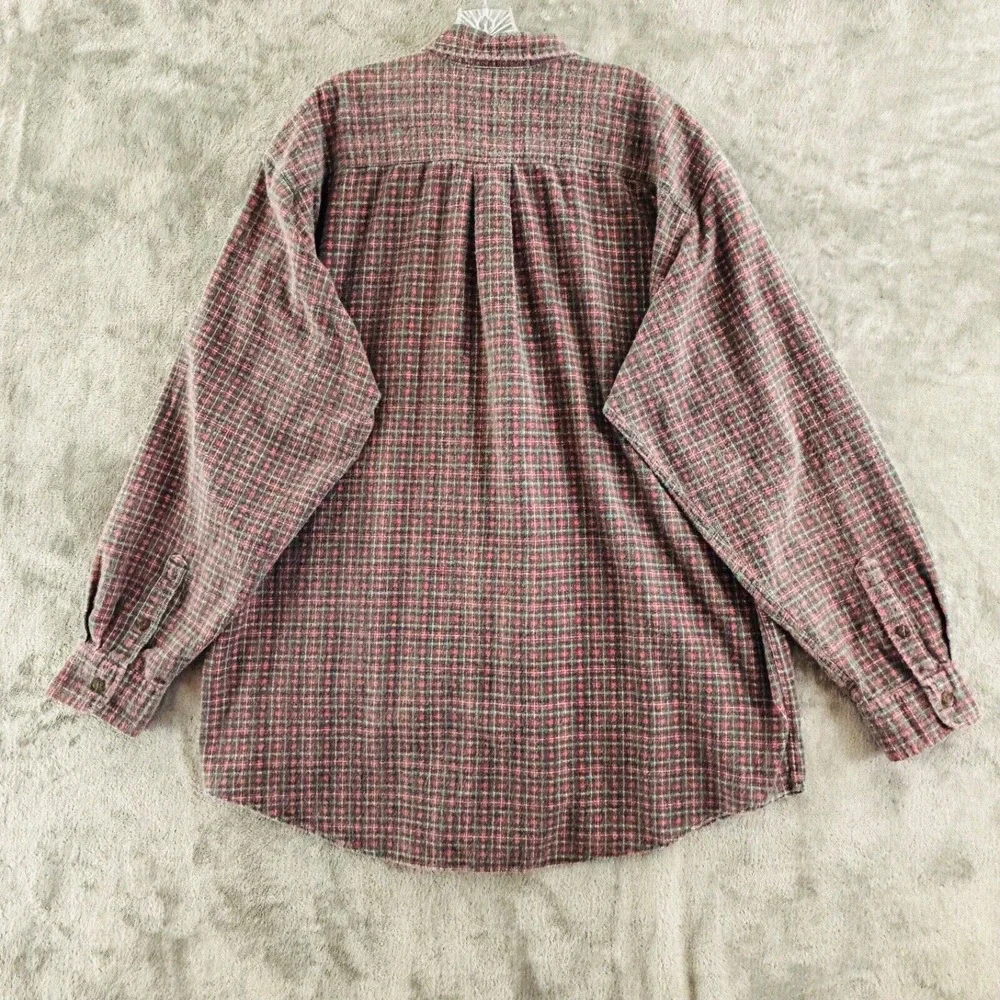 Vintage J.Crew Flannel Shirt Mens XLT Red Green Plaid Long Sleeve Button Oarsman
